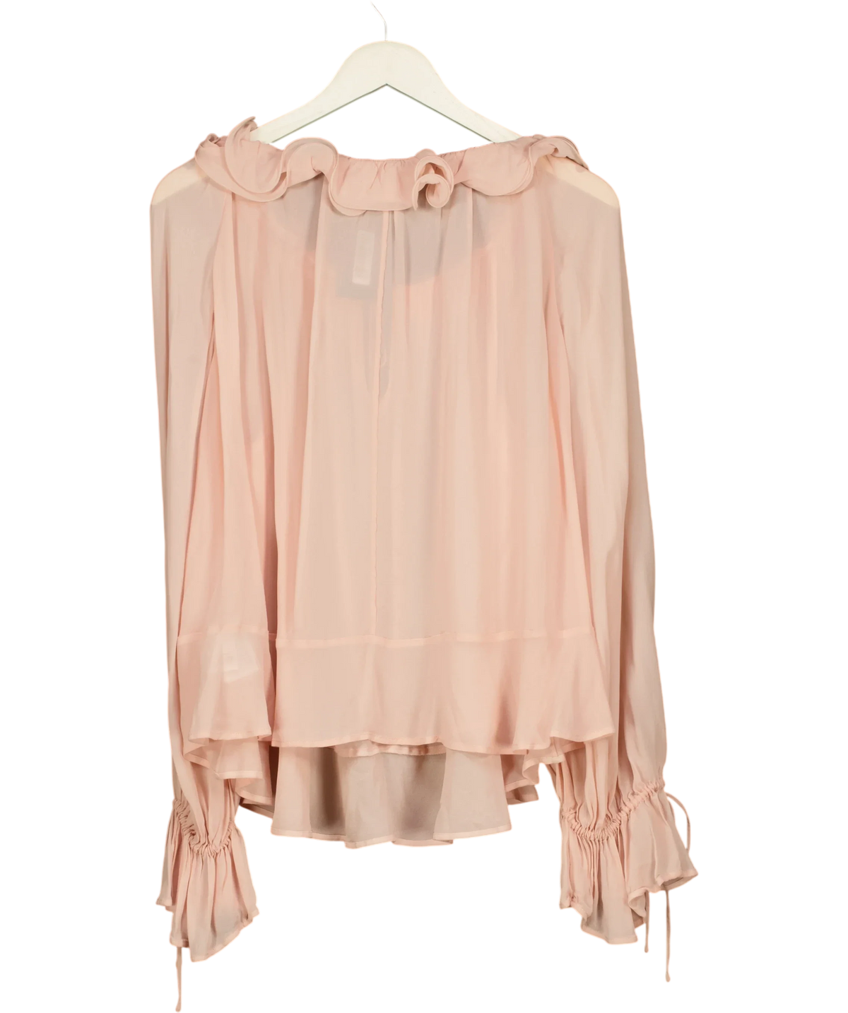 & OTHER STORIES Pink Ruffle Neck Voluminous Blouse, size UK XS — back