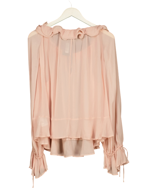& OTHER STORIES Pink Ruffle Neck Voluminous Blouse, size UK XS — back