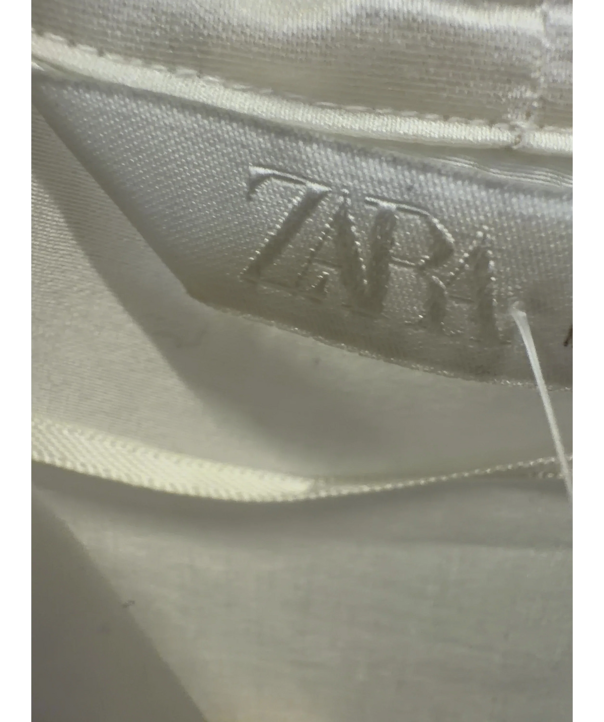ZARA White tie-neck blouse, size UK S — detail