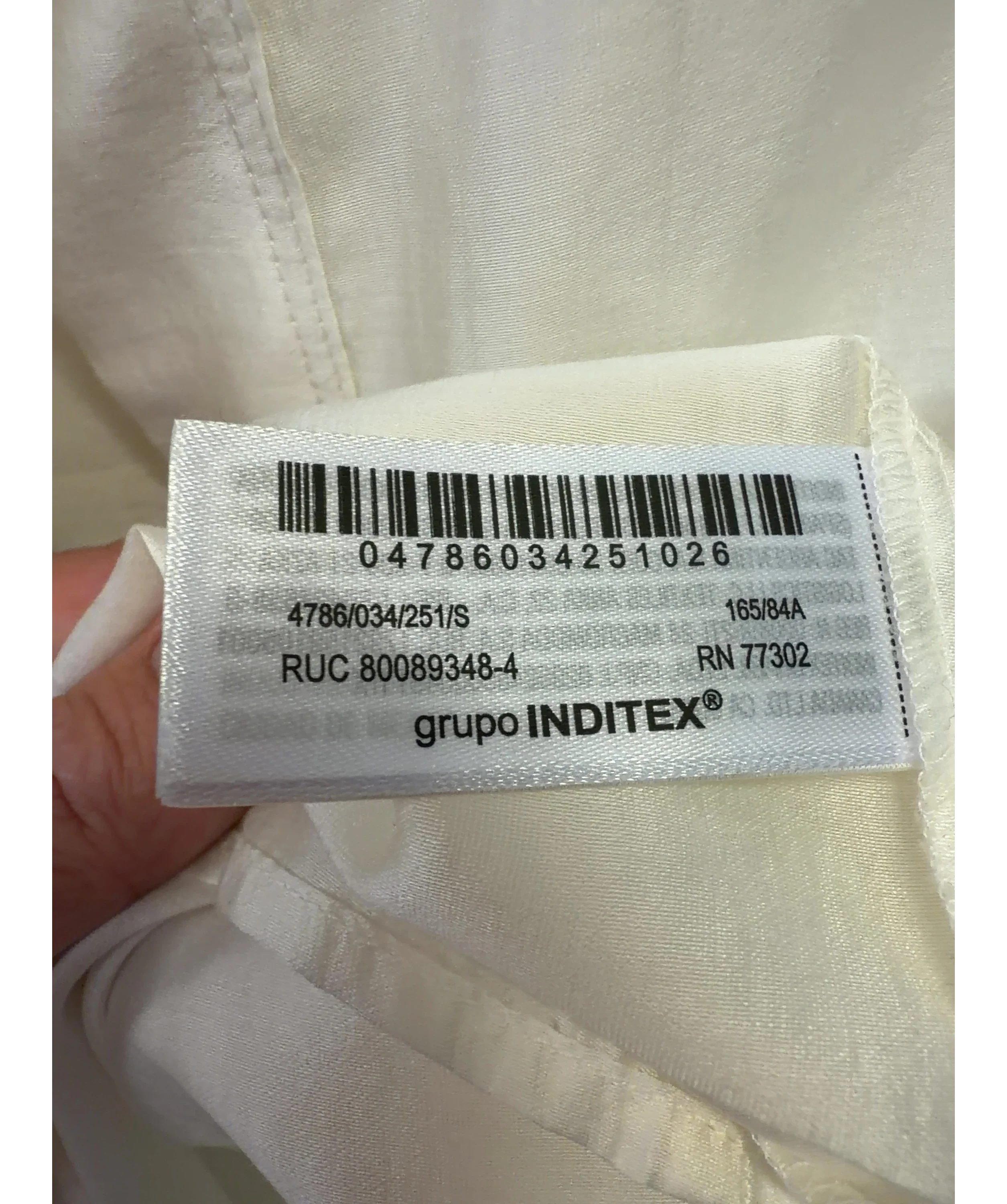 ZARA White tie-neck blouse, size UK S — label
