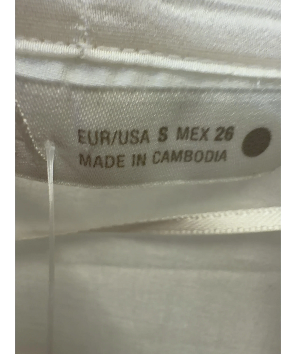 ZARA White tie-neck blouse, size UK S — care label