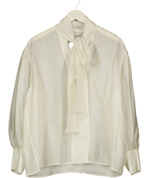Zara Tie-Neck Blouse White UK S