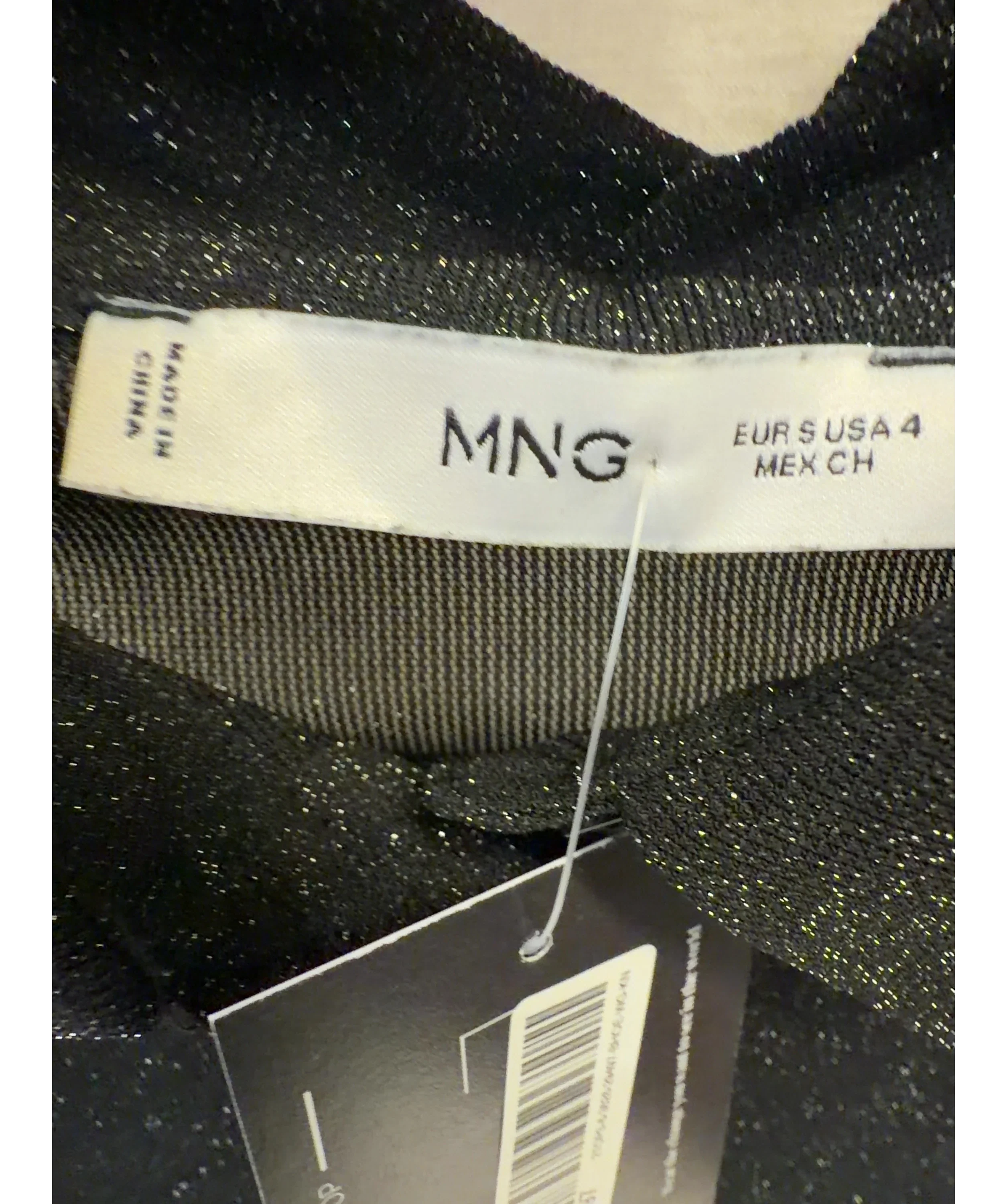 MNG Black Colour, size UK S — label