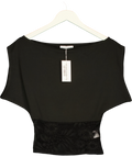 VENDERBY'S Black black lace waist boat-neck top, size UK XS/S — front