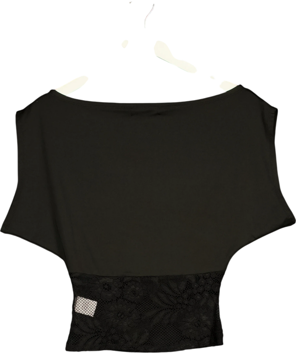 VENDERBY'S Black black lace waist boat-neck top, size UK XS/S — back