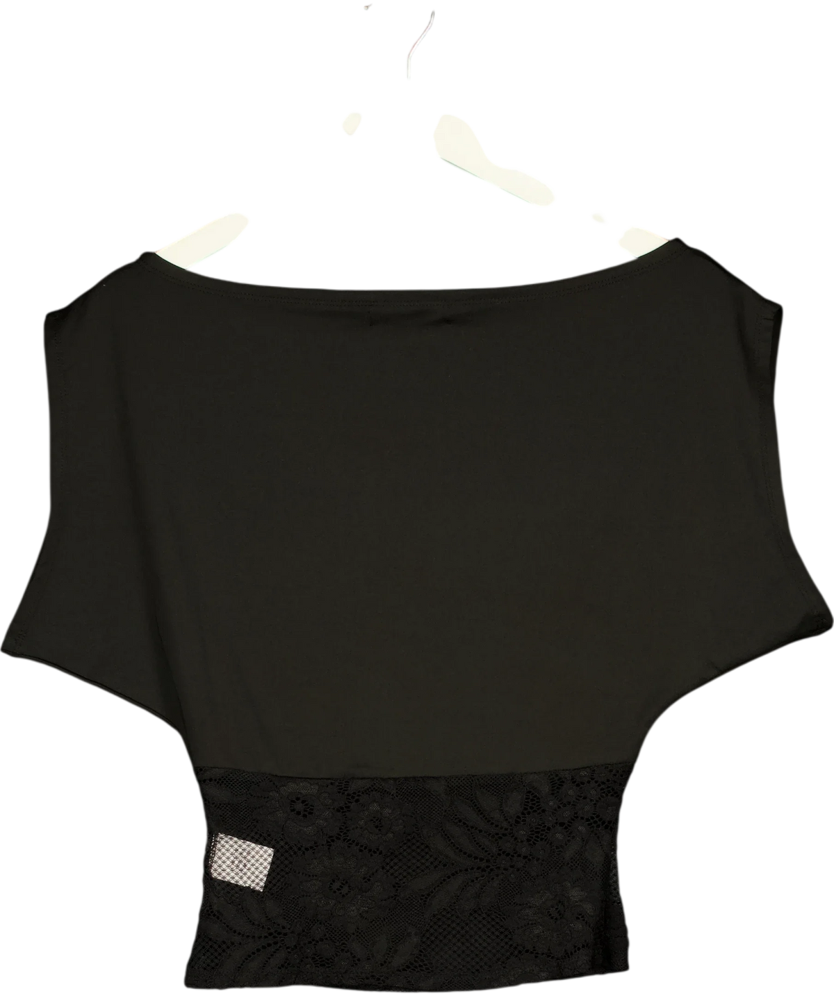 VENDERBY'S Black black lace waist boat-neck top, size UK XS/S — back