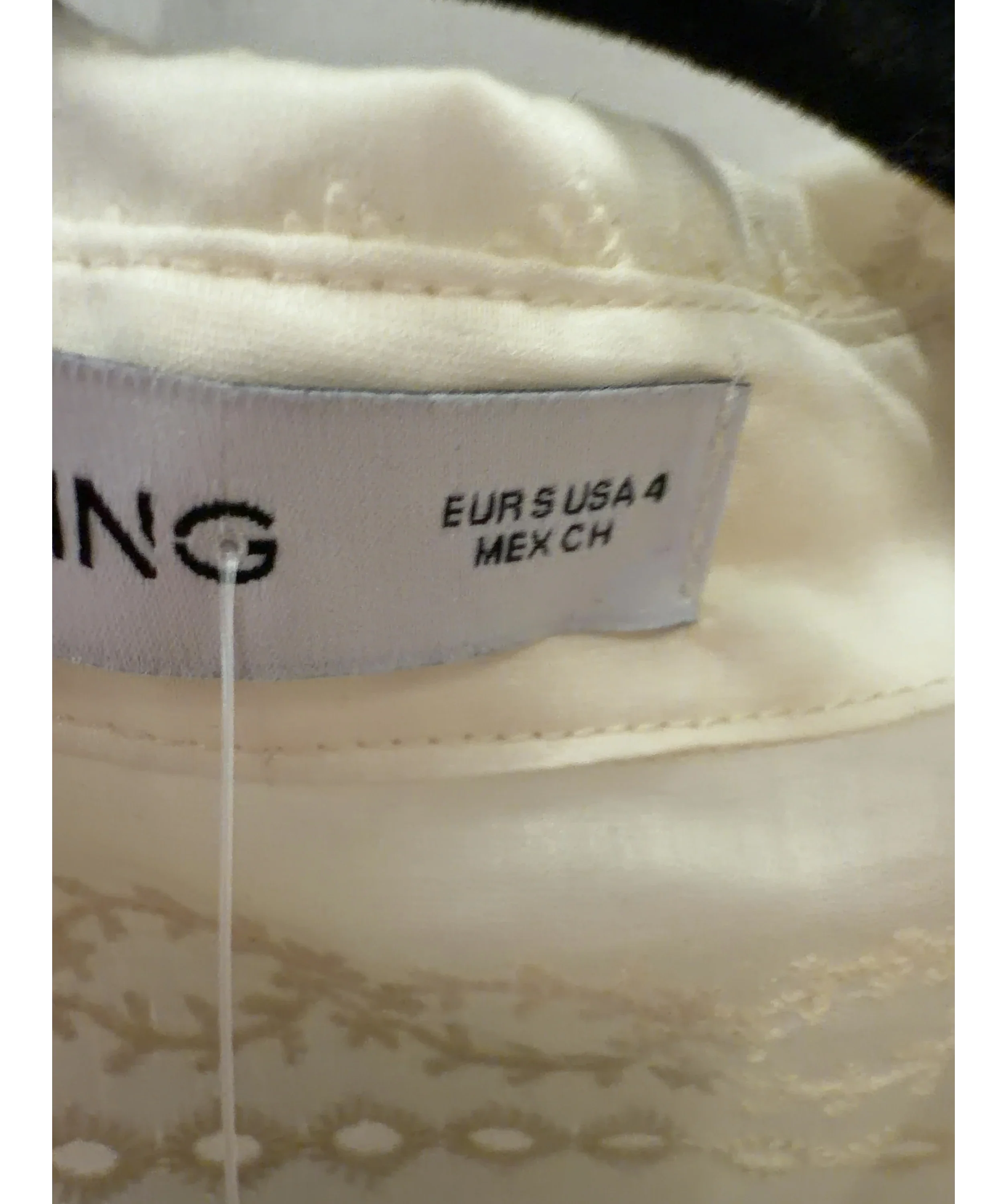 MANGO cream floral-embroidered lyocell shirt, size UK S — care label