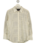 MANGO cream floral-embroidered lyocell shirt, size UK S — front