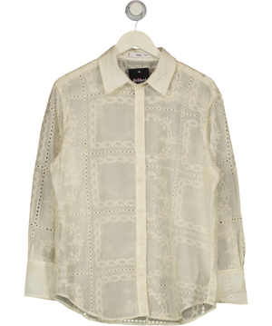 Mango Floral-Embroidered Lyocell Shirt White UK S