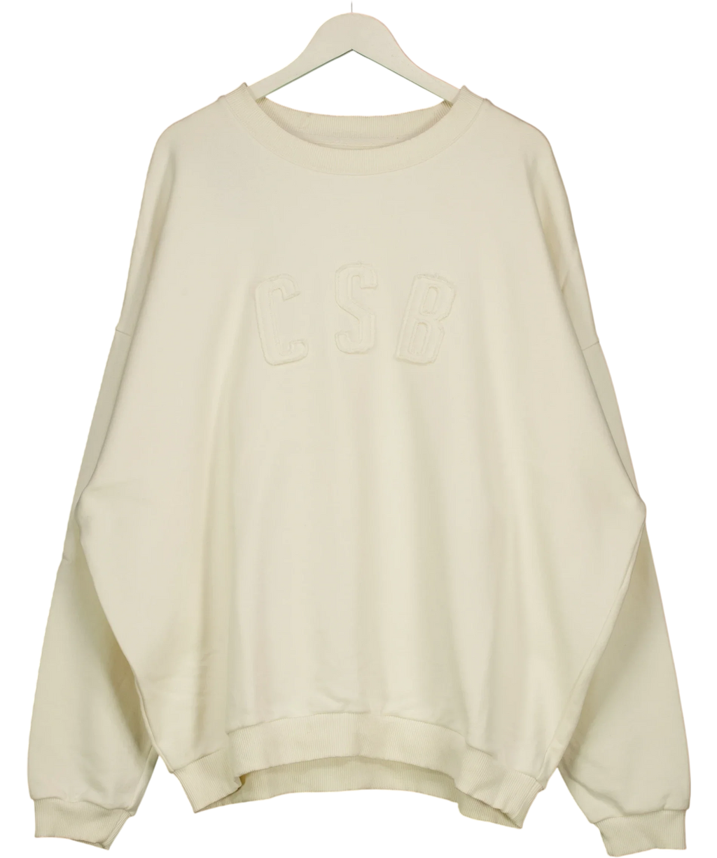 CSB Cream Lila Embroidered Oversized Sweatshirt, size UK M/L — front