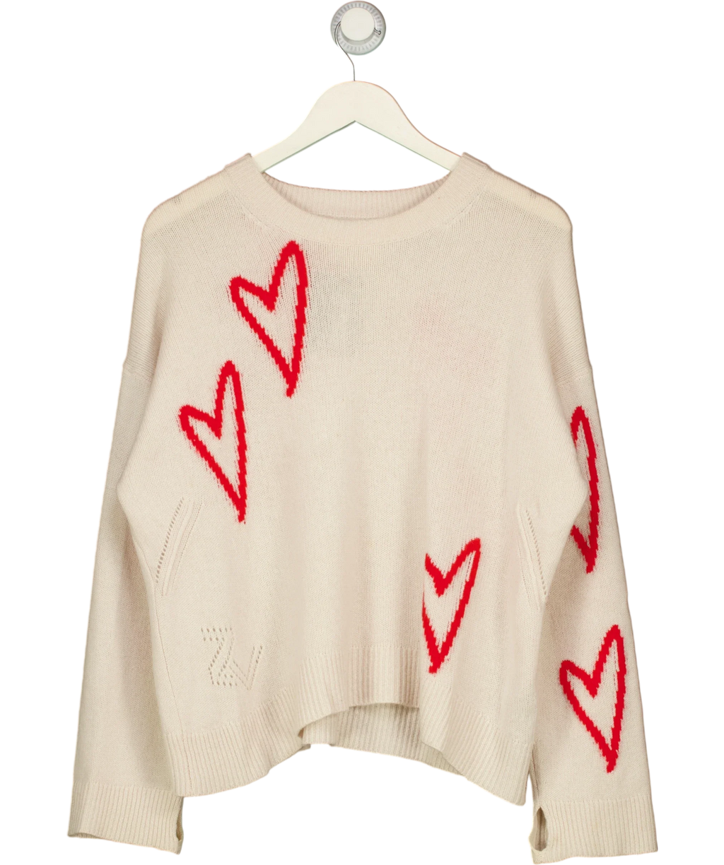 Zadig & Voltaire Cream Markus Heart Cashmere Sweater, size UK M — front