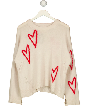 Zadig & Voltaire Markus Heart Cashmere Sweater Cream UK M