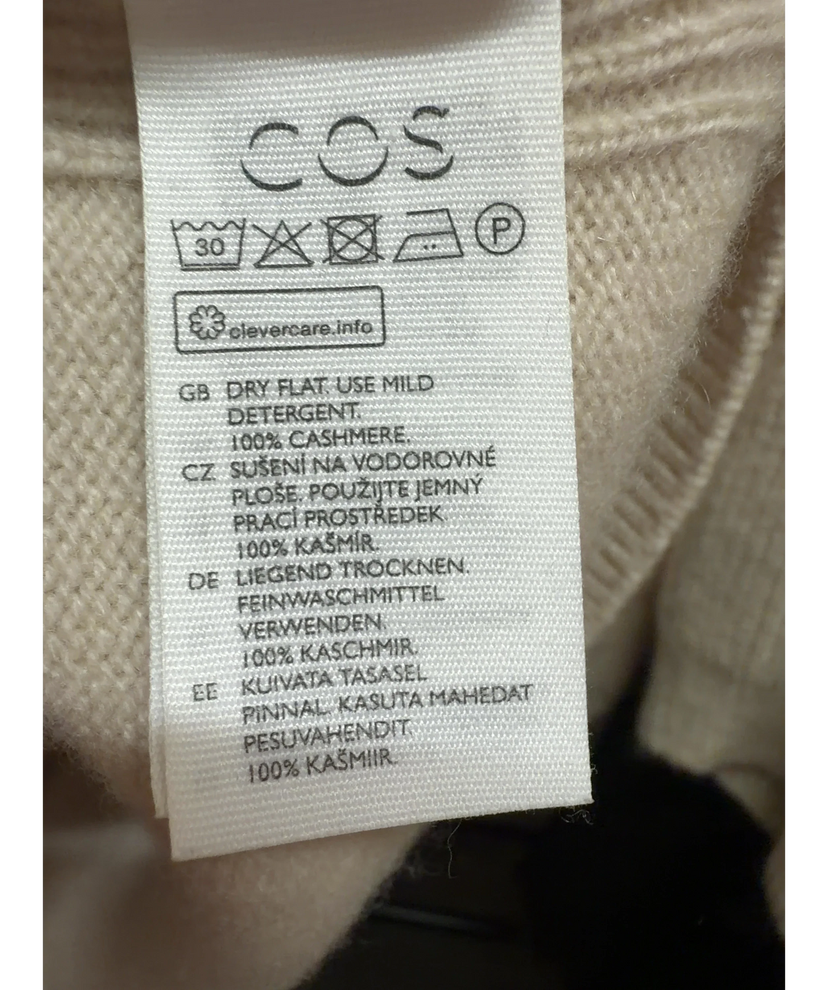 cos Cream Colour, size UK M — care label