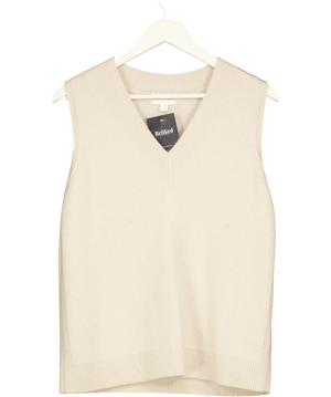 COS Cream 100% Cashmere Ribbed Knit Vest UK M
