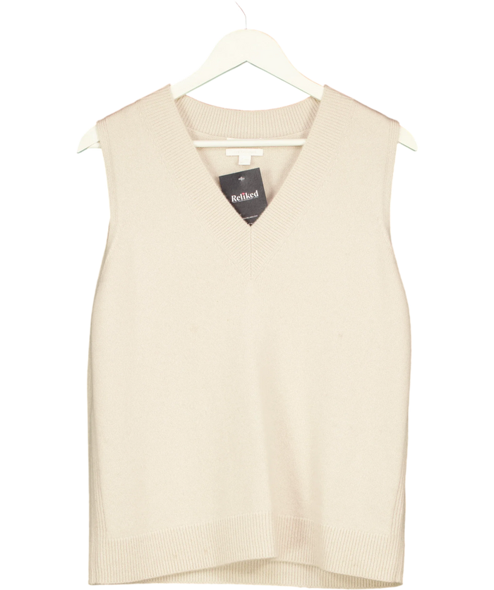 COS Cream 100% Cashmere Ribbed Knit Vest UK M
