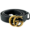 Gucci Black GG Marmont thin belt, size UK S — front
