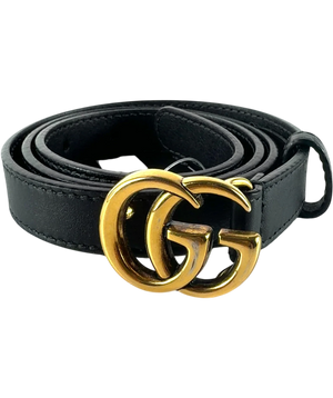 Gucci GG Marmont Leather Belt Black / Antique Gold SIZE 75