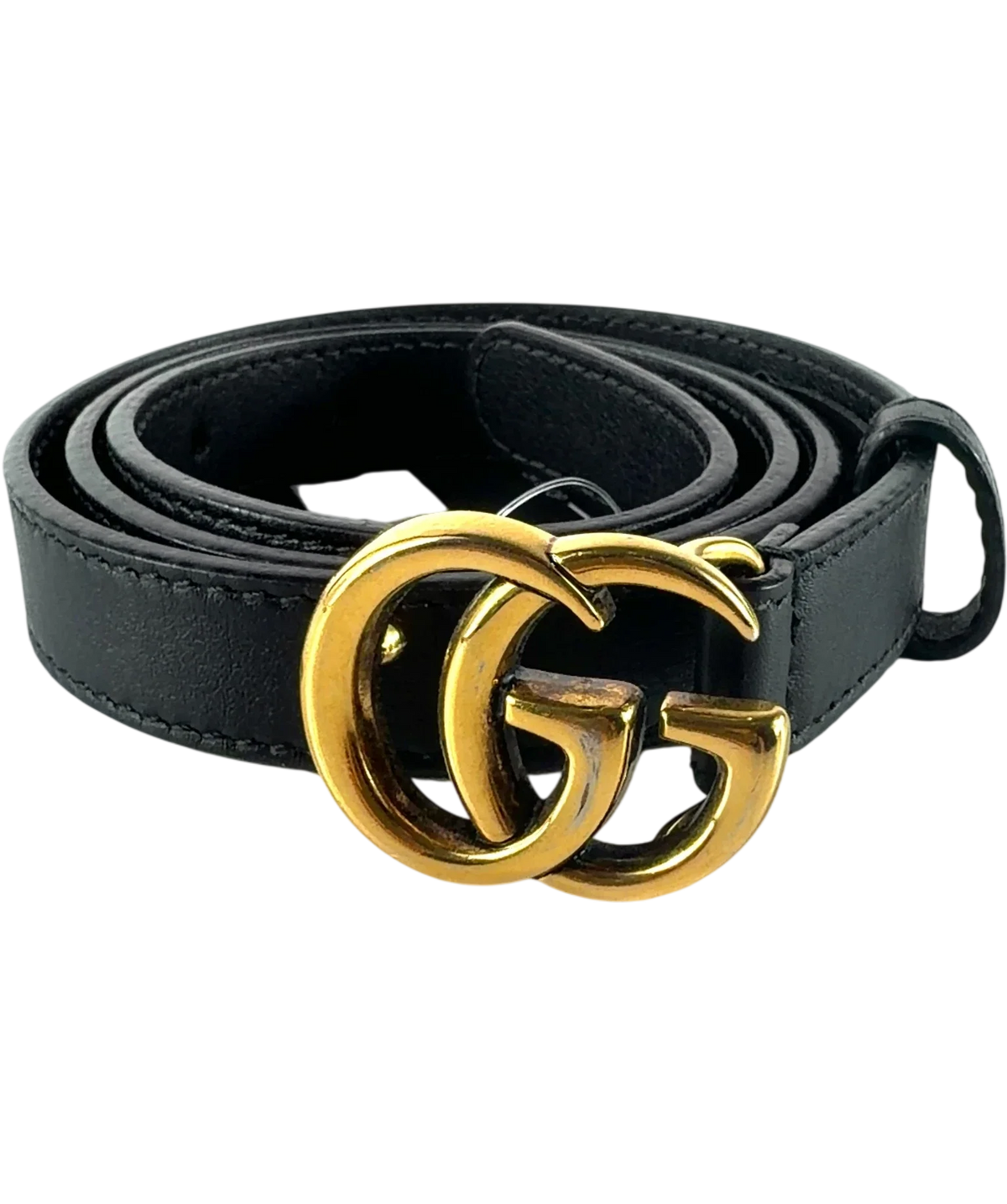 Gucci Black GG Marmont thin belt, size UK S — front