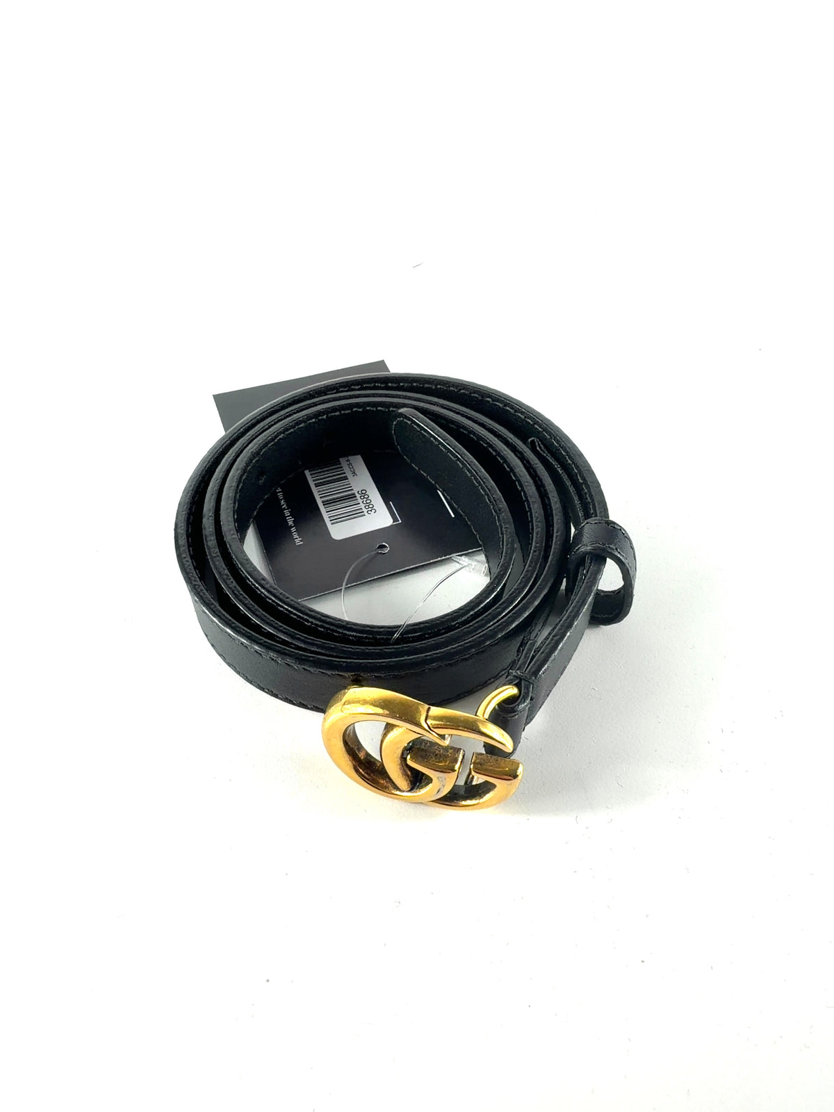 Gucci Black GG Marmont thin belt, size UK S — back