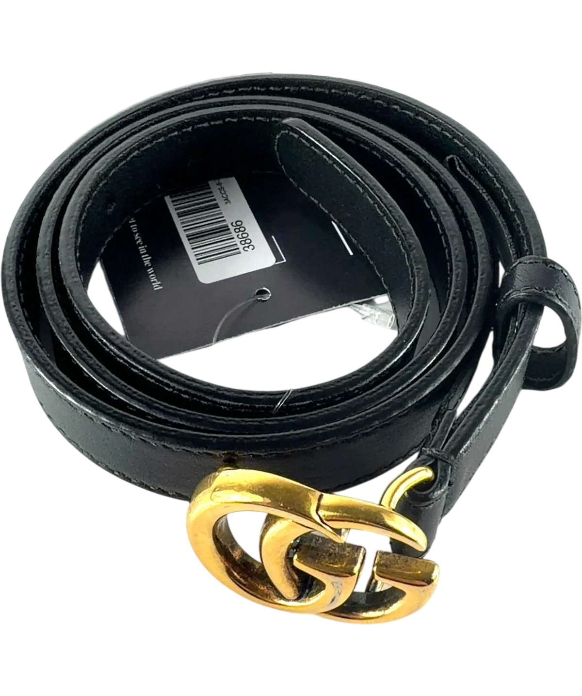 Gucci GG Marmont Leather Belt Black / Antique Gold SIZE 75 — Back