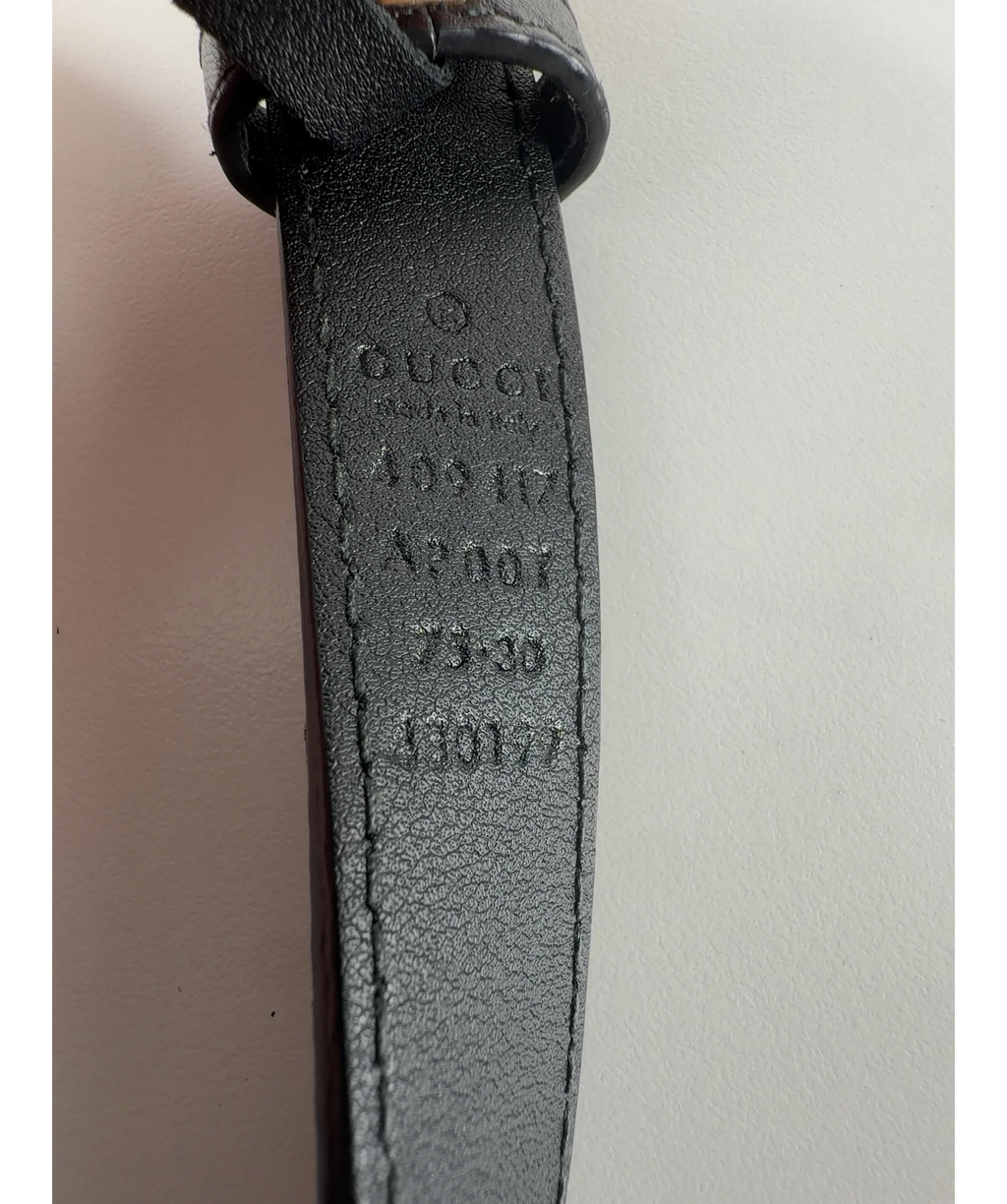 Gucci Black GG Marmont thin belt, size UK S — label