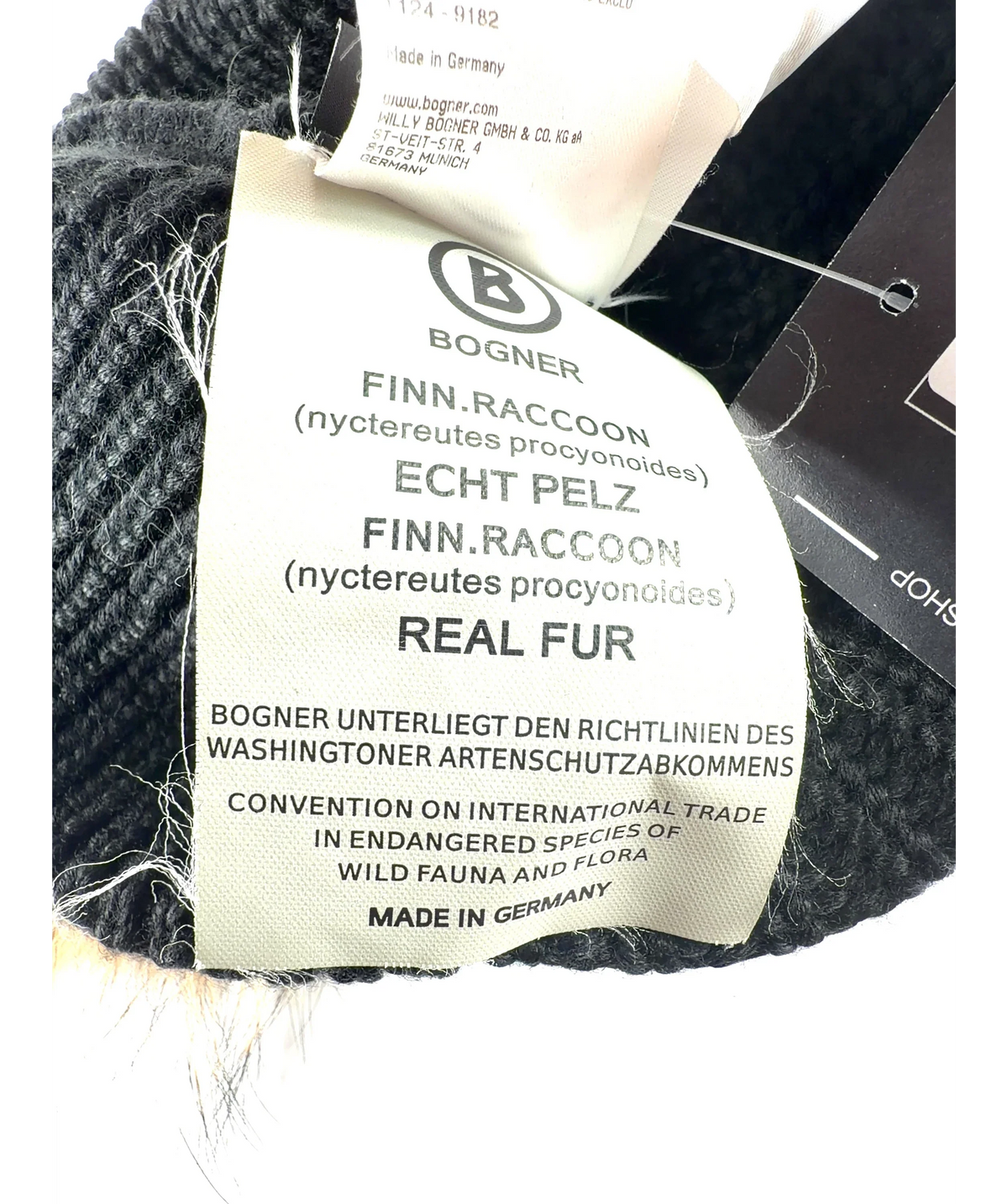 Bogner Black And Brown Wool  Beanie with Fur Pom-Pom  UK M — Brand