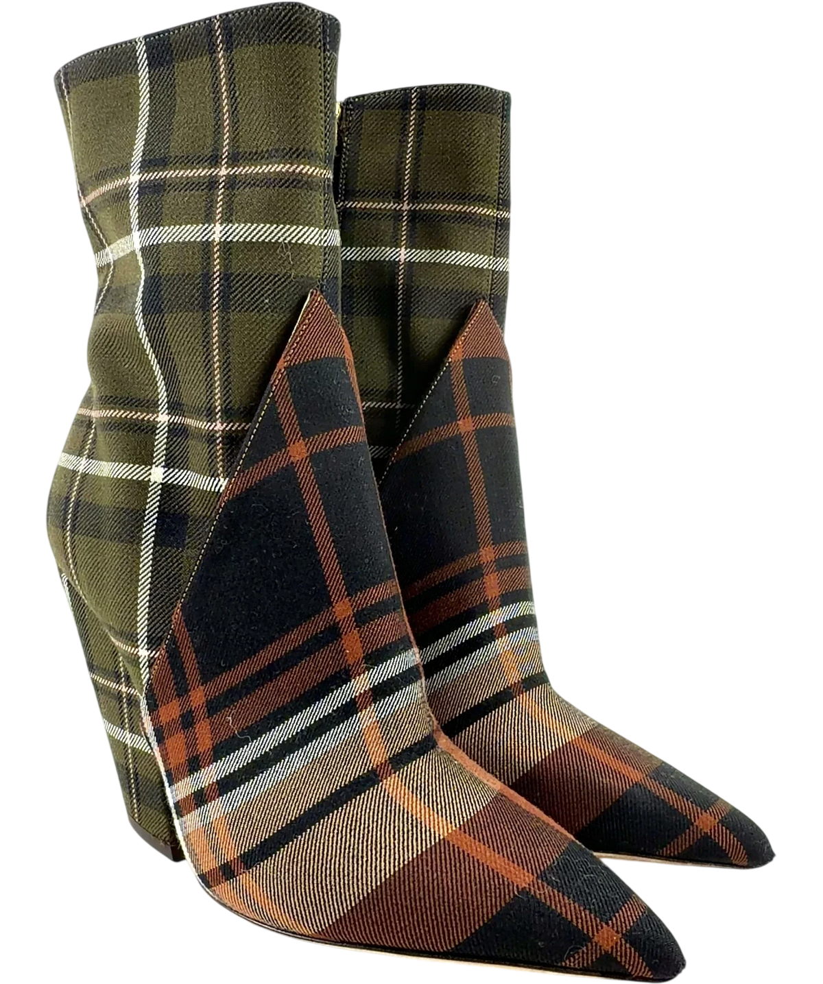 Burberry Multicoloured patchwork tartan pointed-toe boots, size UK 5 EU 38 👠 — front