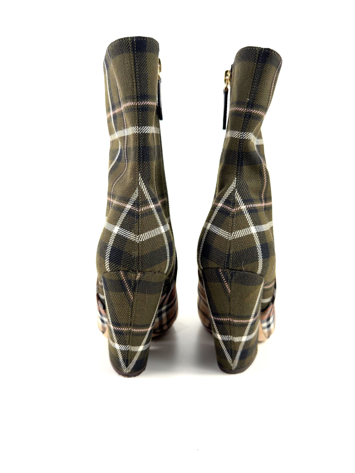 Burberry Multicoloured patchwork tartan pointed-toe boots, size UK 5 EU 38 👠 — back