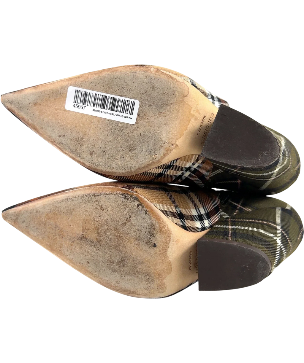 Burberry Patchwork Tartan Wedge Heel Pointed-Toe Boots UK 5 — Sole