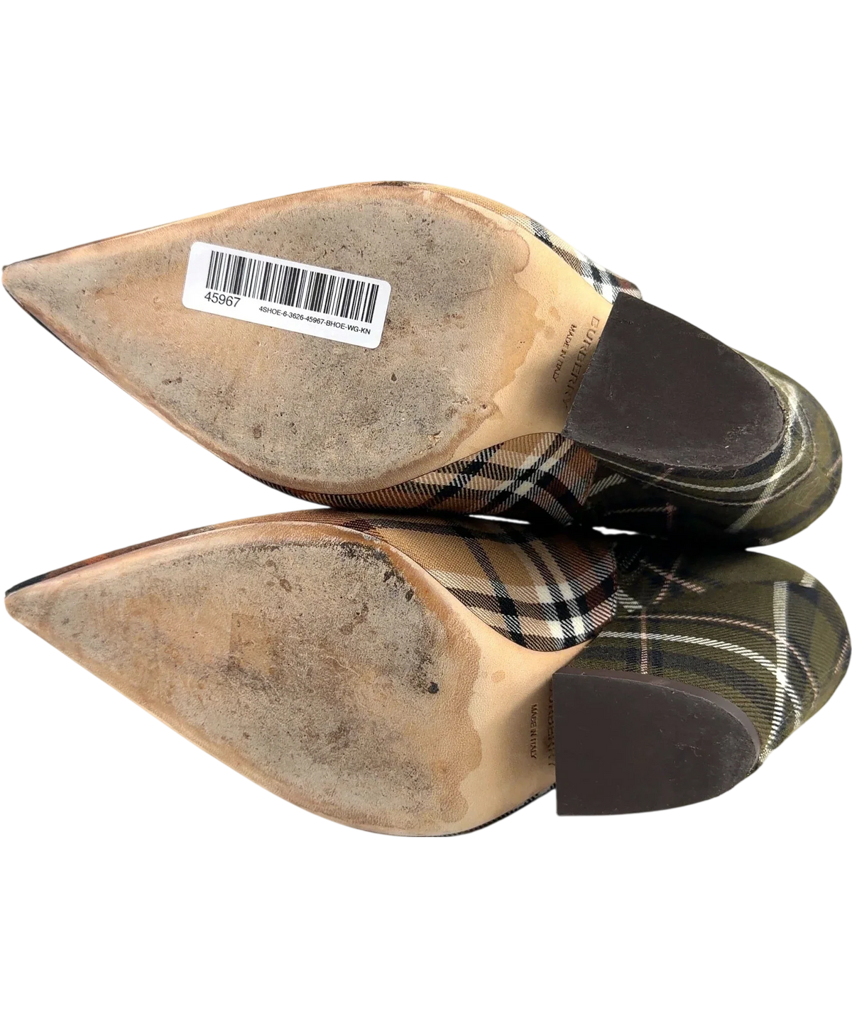 Burberry Patchwork Tartan Wedge Heel Pointed-Toe Boots UK 5 — Sole