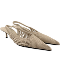 MNG Beige Woven Toe Cap Slingback Kitten Heel Pumps, size UK 6 EU 39 👠 — front