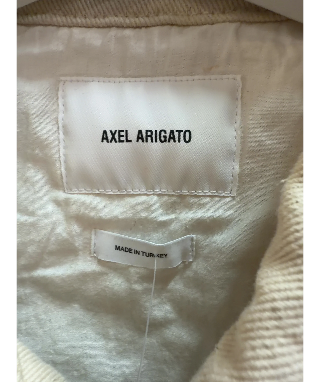 AXEL ARIGATO Beige Grate Embossed Zip Cotton/Denim Jacket, size UK M — detail