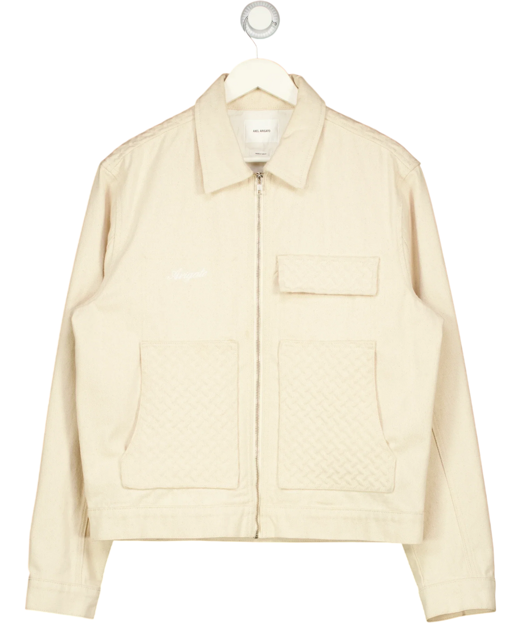 AXEL ARIGATO Beige Grate Embossed Zip Cotton/Denim Jacket, size UK M — front