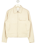 AXEL ARIGATO Beige Grate Embossed Zip Cotton/Denim Jacket, size UK M — front