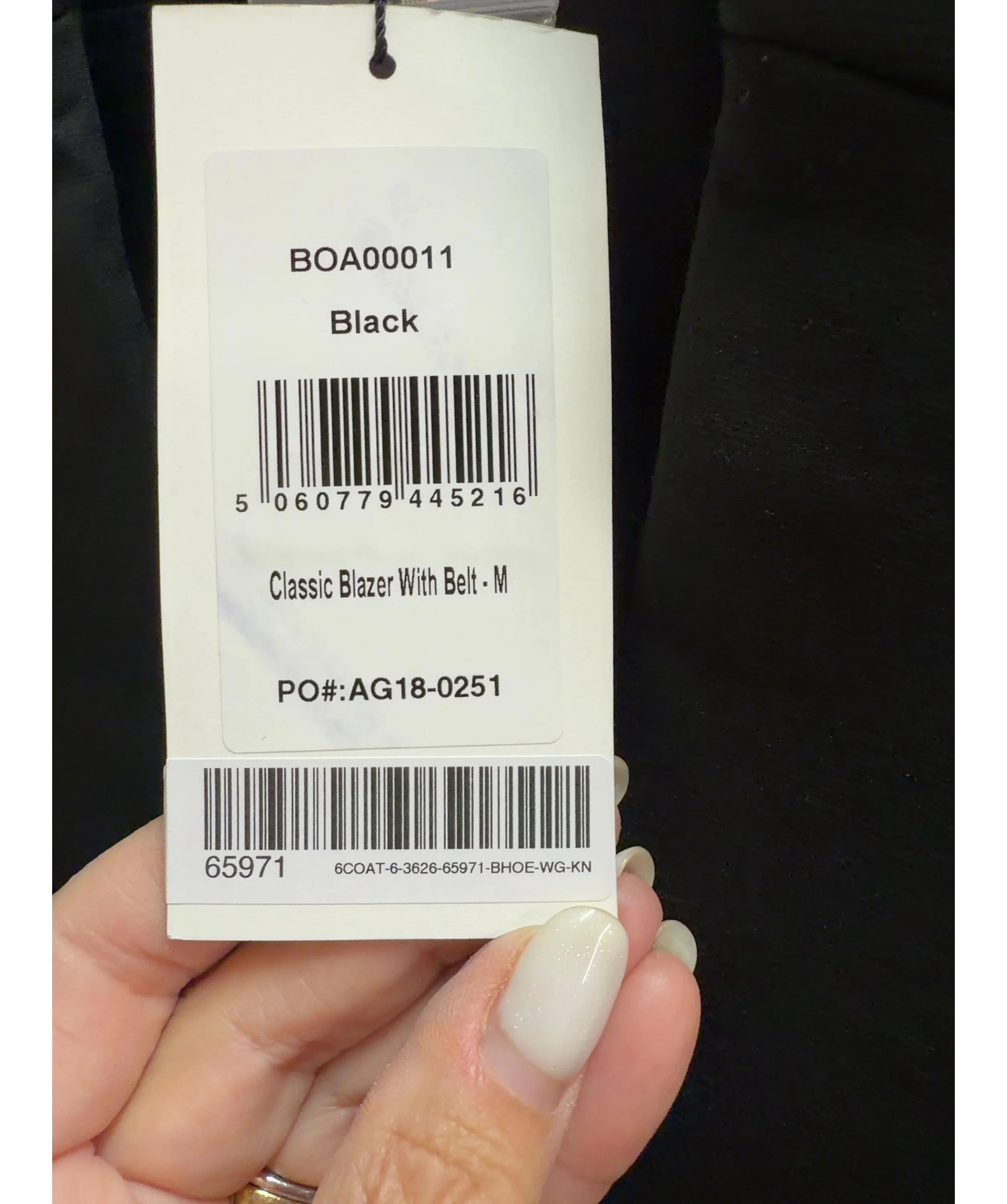 BOA Black Classic Blazer With Belt, size UK M — care label