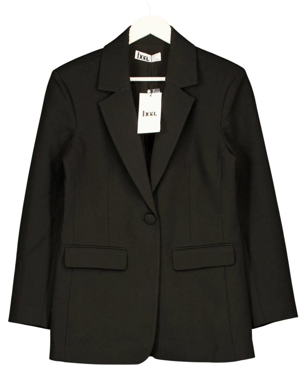 BOA Black Classic Blazer With Belt, size UK M — front