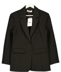 BOA Black Classic Blazer With Belt, size UK M — front