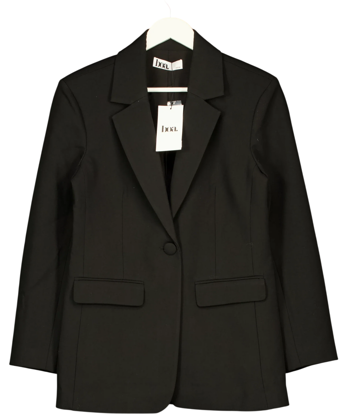 BOA Black Classic Blazer With Belt, size UK M — front