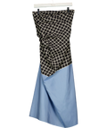 Dries Van Noten Blue colour-blocked grid maxi dress, size UK 10 — front