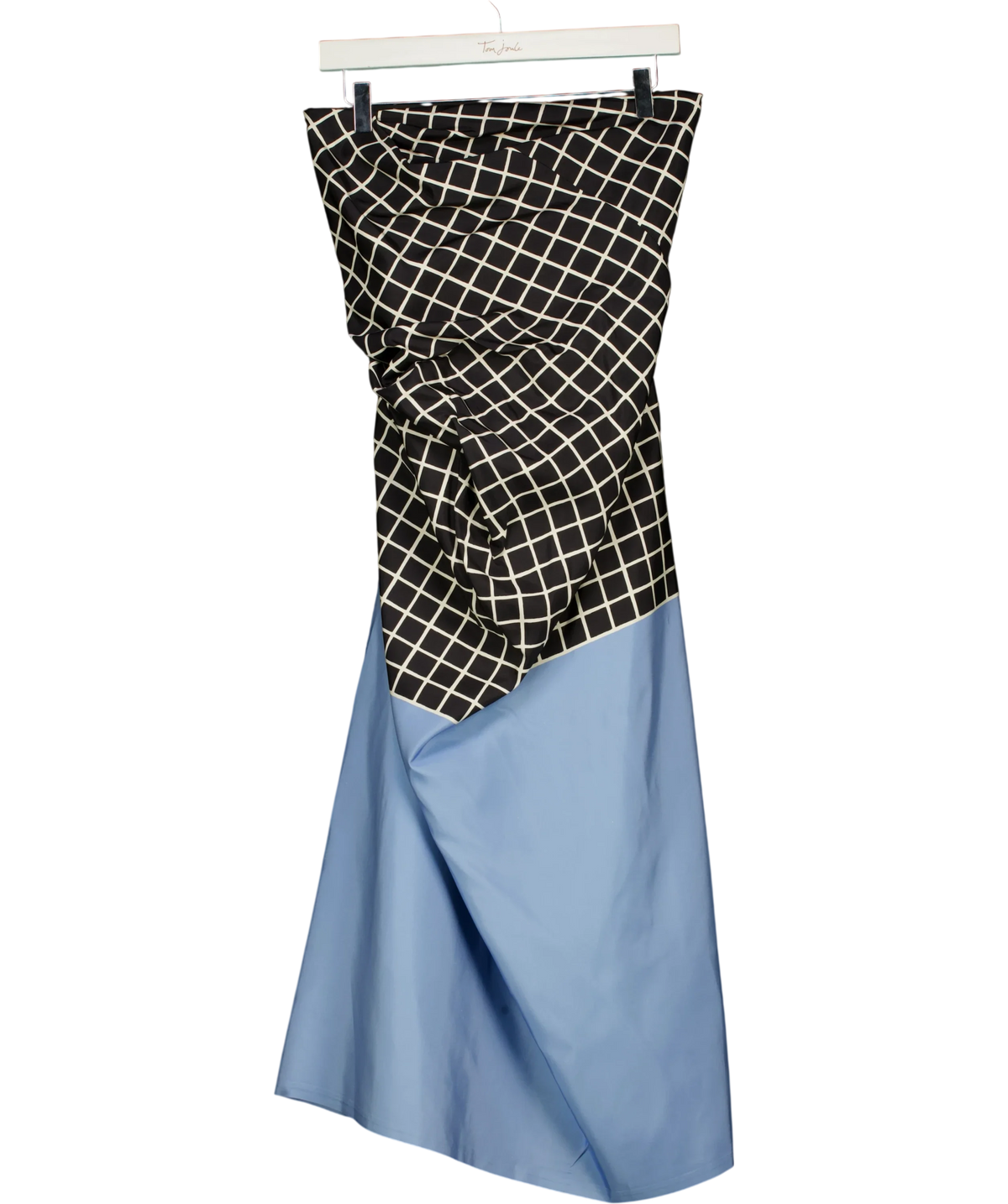 Dries Van Noten Blue colour-blocked grid maxi dress, size UK 10 — front