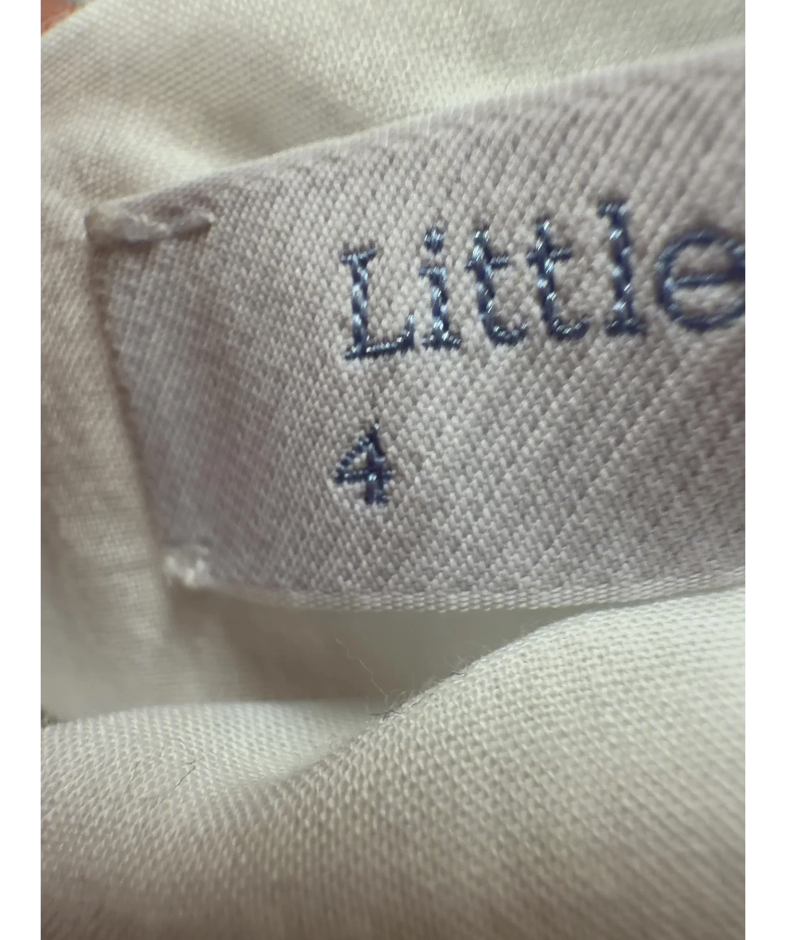 Little Moon White Elba Linen Dress, size UK 4 — care label