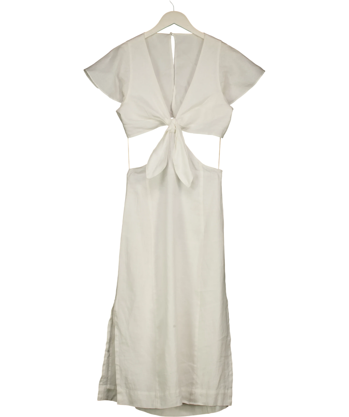Little Moon White Elba Linen Dress, size UK 4 — front