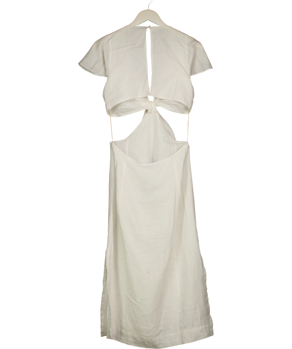 Little Moon White Elba Linen Dress, size UK 4 — back