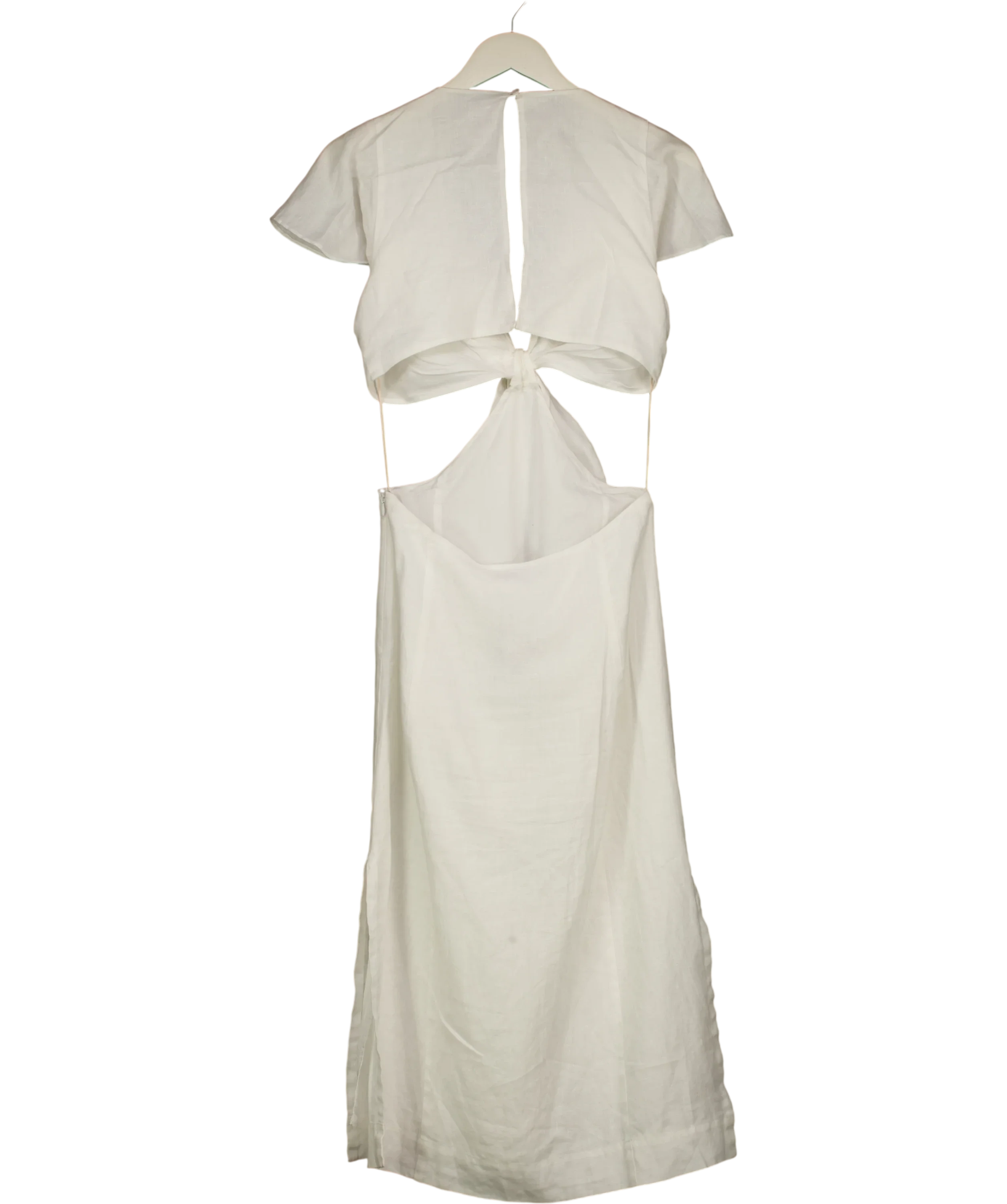 Little Moon White Elba Linen Dress, size UK 4 — back