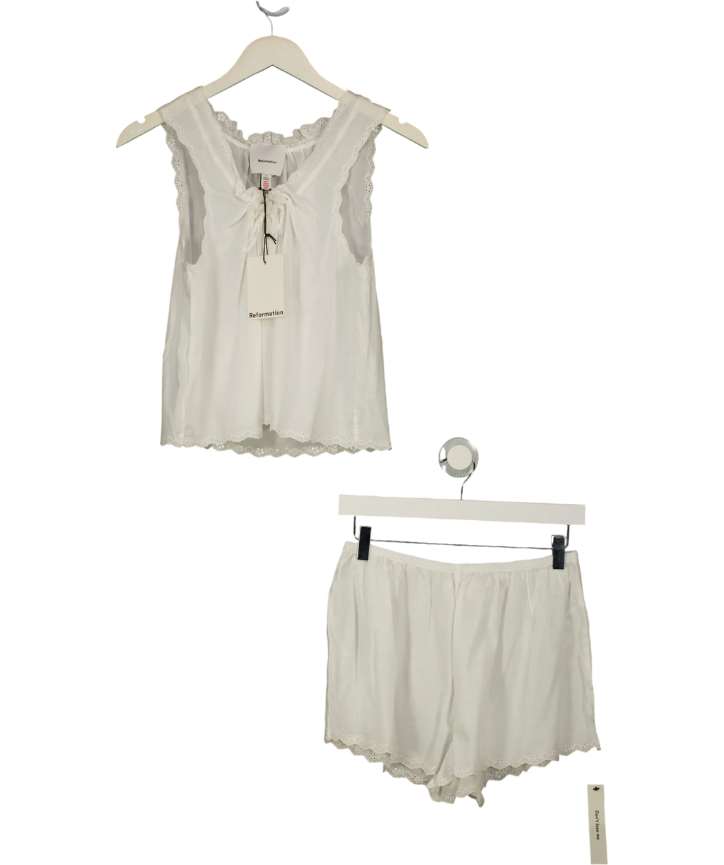 Reformation Cream Hazel Pajama Set, size UK S — front