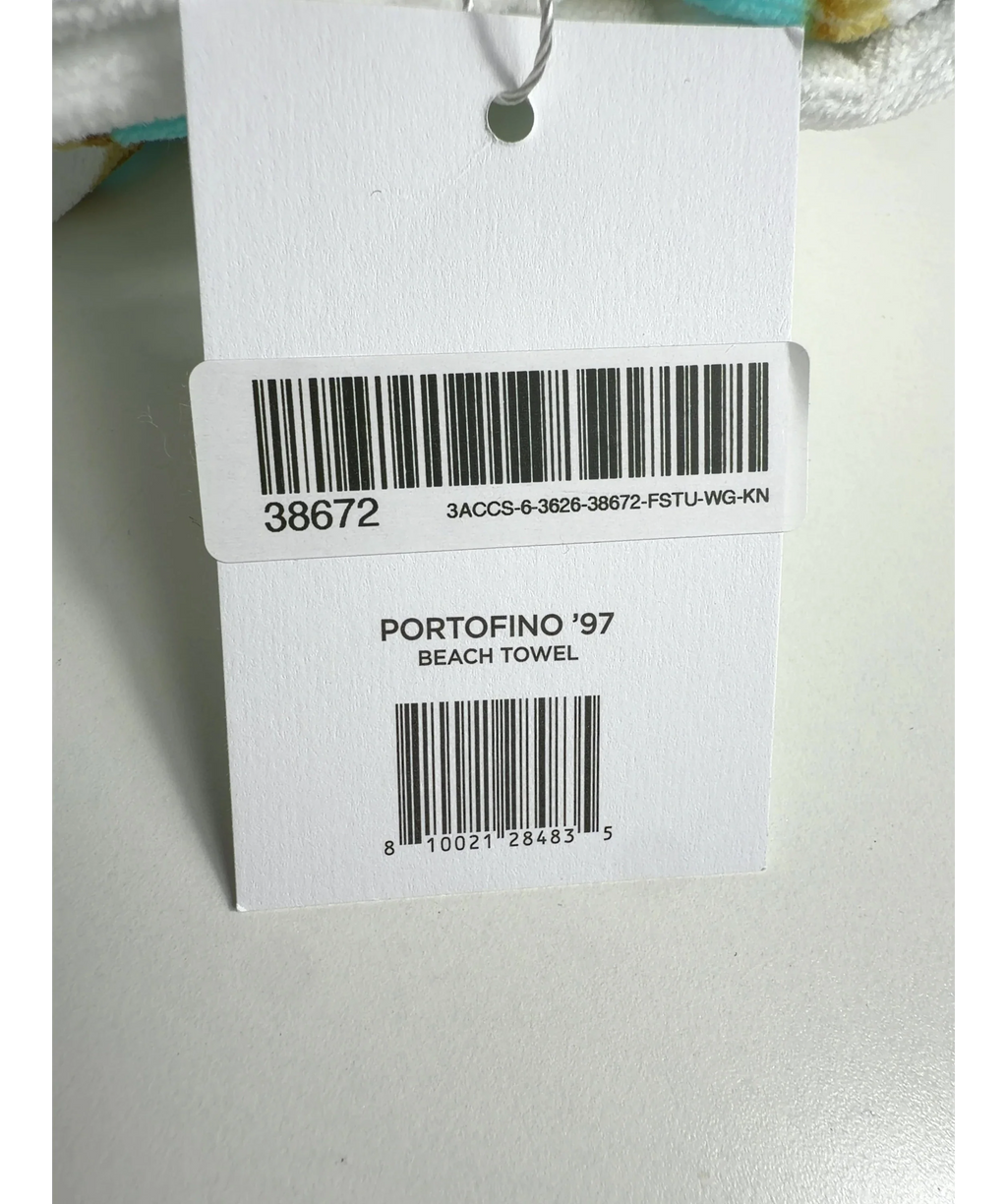 Victoria Beckham White Portofino '97 Beach Towel — care label