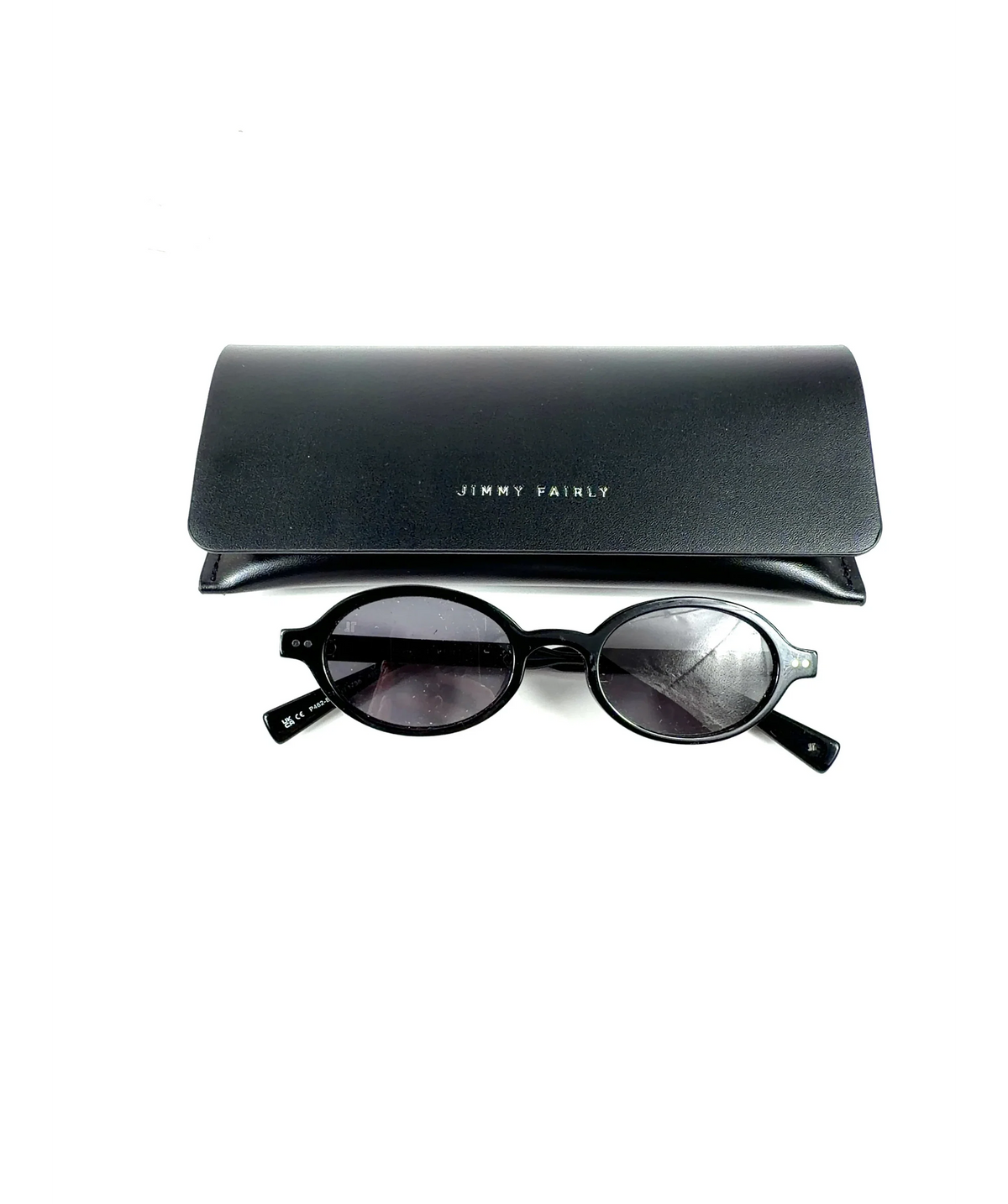 jimmy fairly Black oval sunglasses — care label