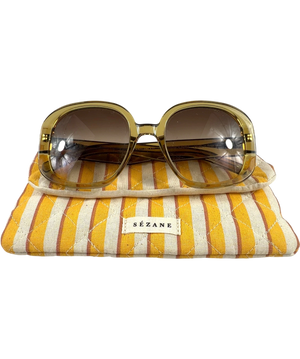 Sézane Georgia Yellow And Brown Sunglasses with Case