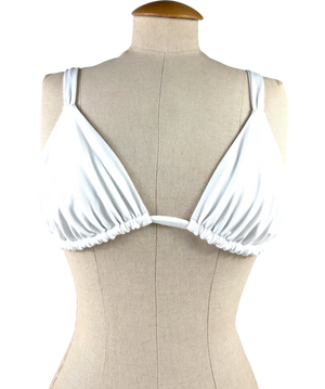 Faithful White Ruched Tie Back Bikini Top Uk M
