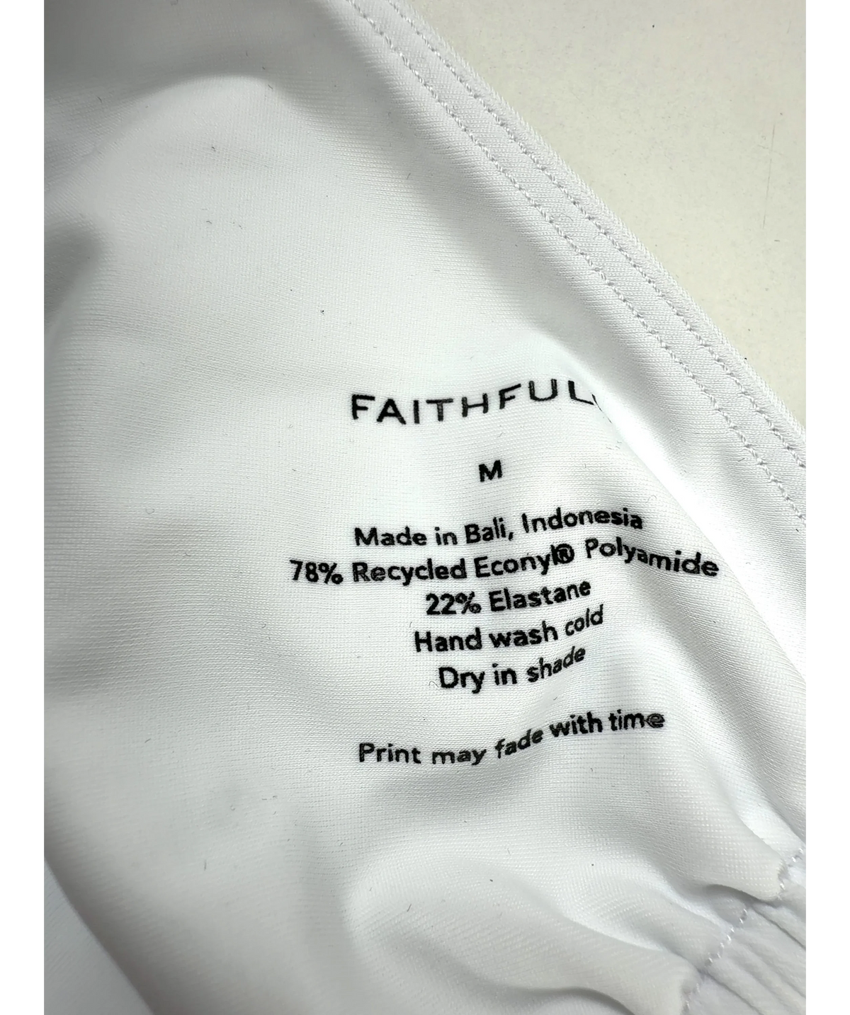Faithful White Ruched Tie Back Bikini Top Uk M — Size